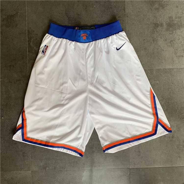 Men NBA New York Knicks White Nike Shorts 0416